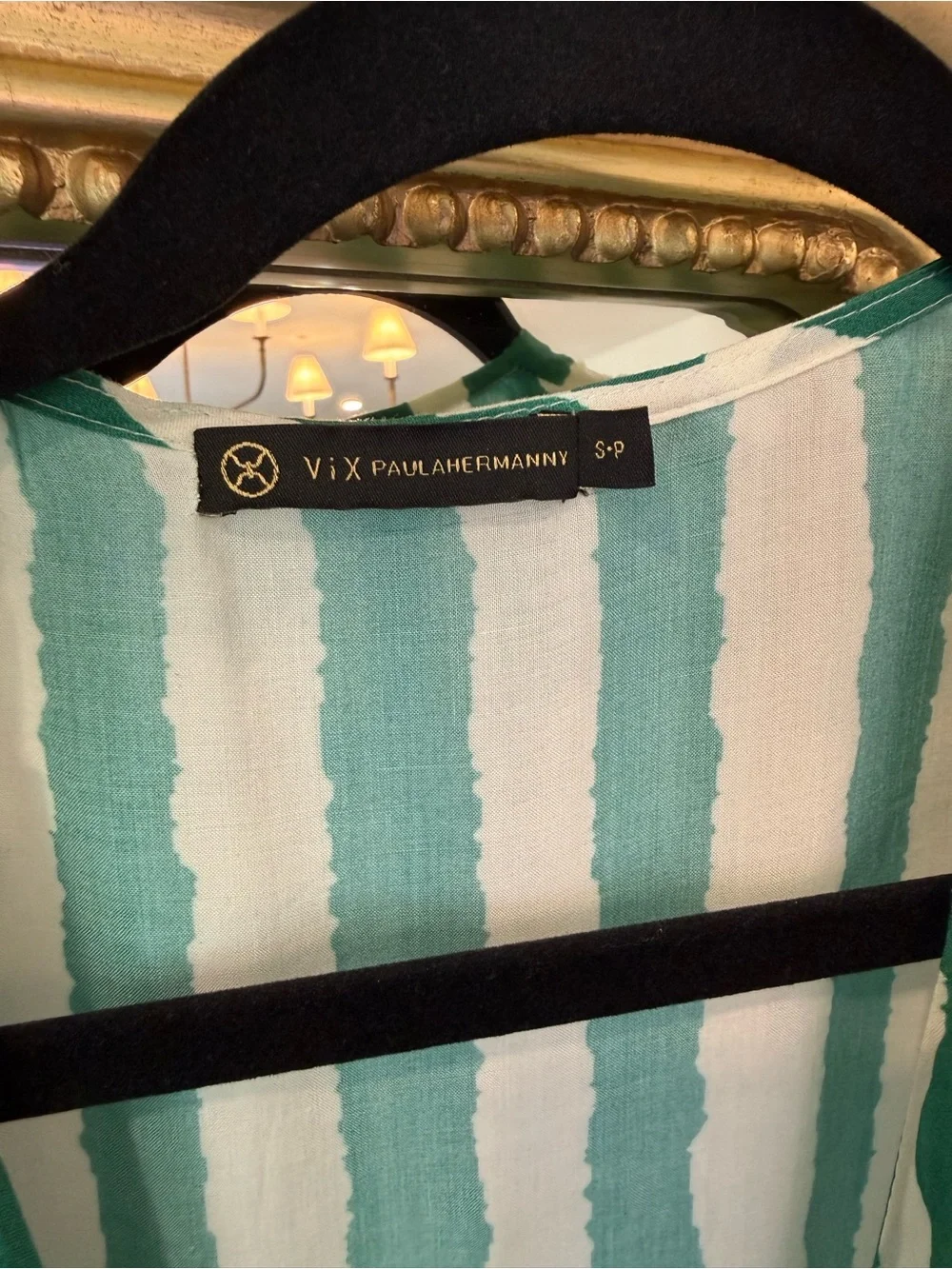 Green and White Striped coverup Dress - Picture 2 of 3
